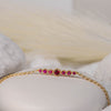 Gold-plated 925 sterling silver chain bracelet with graduated central motif of pink zircon stones